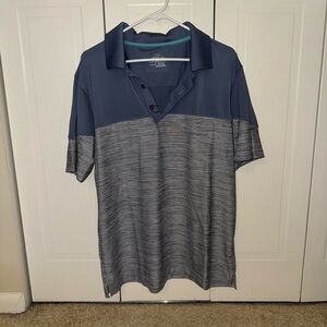 Men's Navy and Gray Polo Shirt Golf